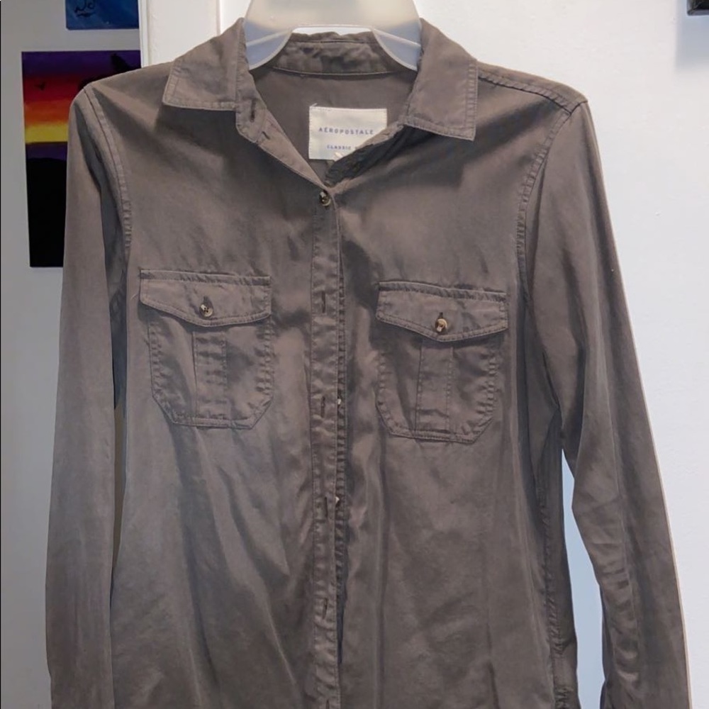 Aeropostale army green extra small button up top